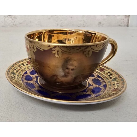 Victoria China Royal Vienna Portrait Teacup & Saucer Victoria China - Picture 1 of 7